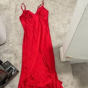 Elegant Red Satin Gown